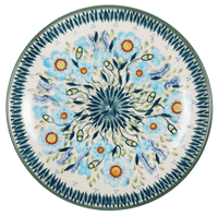 A picture of a Polish Pottery 8.5" Salad Plate (Baby Blue Blossoms) | T134S-JS49 as shown at PolishPotteryOutlet.com/products/85-salad-plate-baby-blue-blossoms