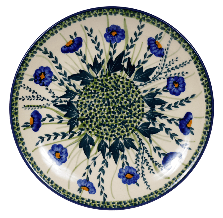 Plate, Round, Salad, 8.5" in "Bouncing Blue Blossoms" by Manufaktura | T134U-IM03