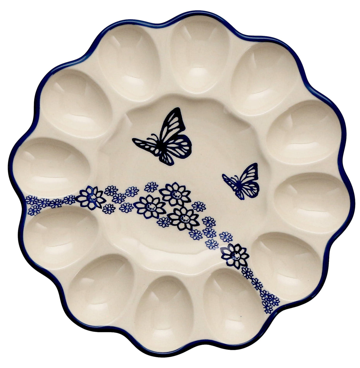 Plate, Round, Egg Plate, 10.25" in "Butterfly Garden" by Manufaktura | T140T-MOT1