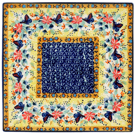 Plate, Square, Salad, 9" in "Butterfly Bliss" by Manufaktura | T146S-WK73