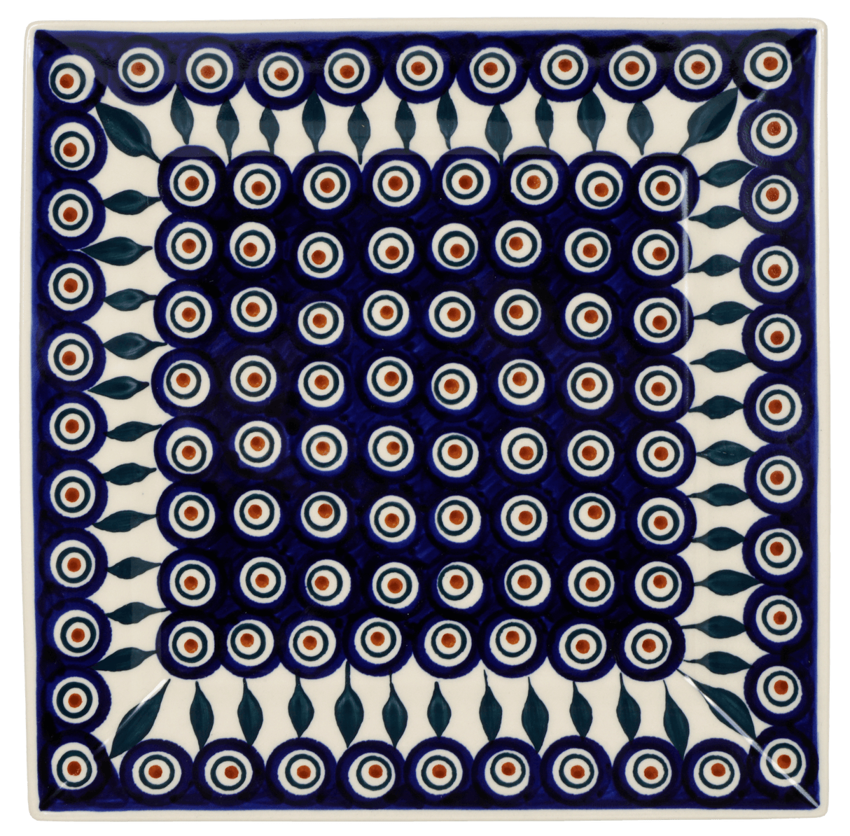 Plate, Square, Salad, 9" in "Peacock" by Manufaktura | T146T-54