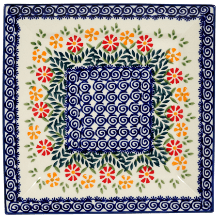 Plate, Square, Salad, 9" in "Flower Power" by Manufaktura | T146T-JS14