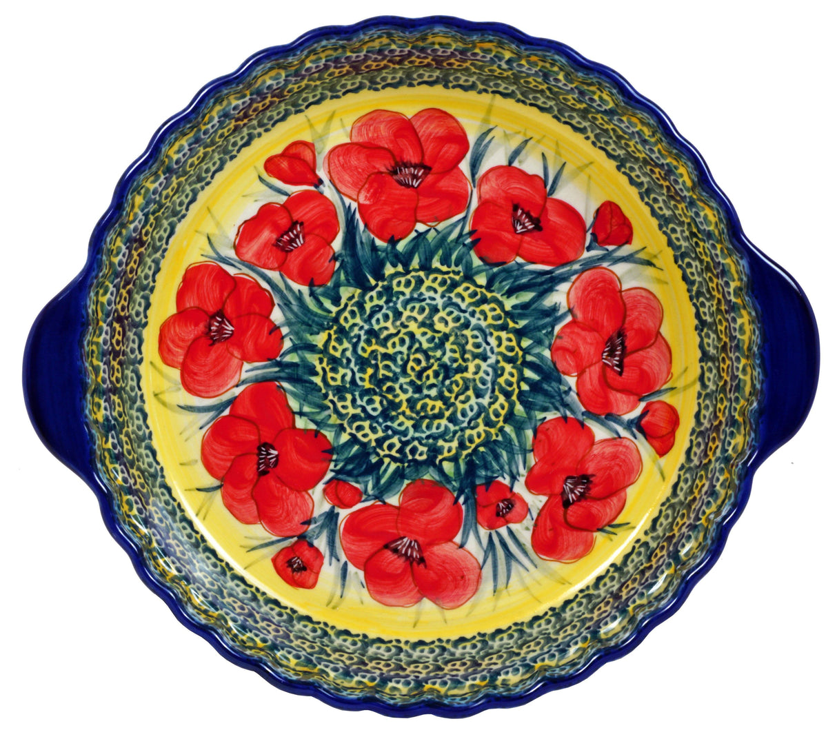 Baker, Round, Pie Plate, Handles, 9.75" in "Poppies in Bloom" by Manufaktura | Z148S-JZ34