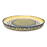 A picture of a Polish Pottery 10.25" Round Tray (Sunlit Wildflowers) | T153S-WK77 as shown at PolishPotteryOutlet.com/products/round-tray-sunlit-wildflowers-t153s-wk77