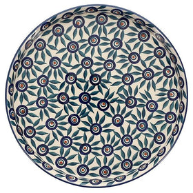 Polish Pottery 10.25" Round Tray (Peacock Parade) | T153U-AS60 Additional Image at PolishPotteryOutlet.com