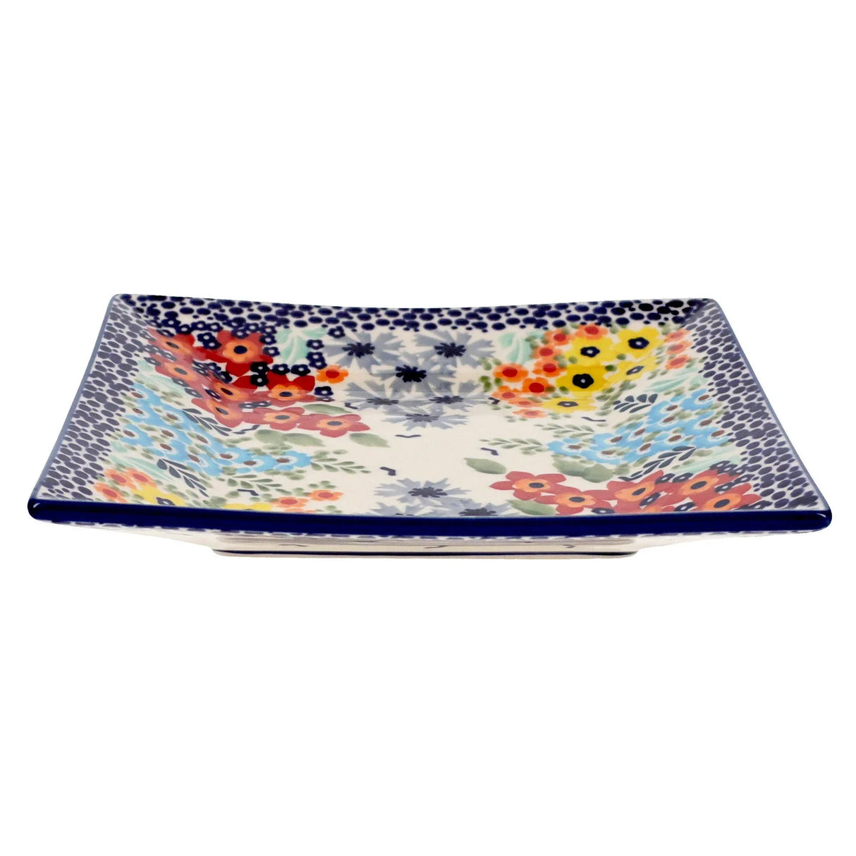 Plate, Square, Dessert, 7" in "Brilliant Garden" by Manufaktura | T158S-DPLW