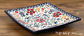 Polish Pottery 7" Square Dessert Plate (Full Bloom) | T158S-EO34 Additional Image at PolishPotteryOutlet.com