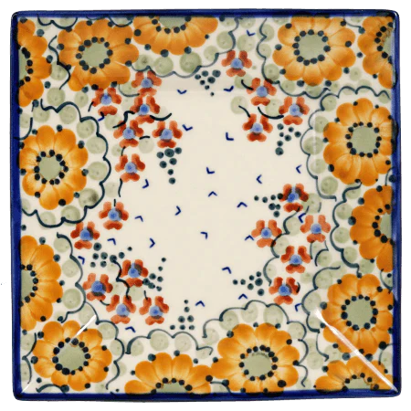 Plate, Square, Dessert, 7" in "Autumn Harvest" by Manufaktura | T158S-LB