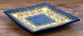 Polish Pottery 7" Square Dessert Plate (Bountiful Blossoms) | T158S-WKLZ Additional Image at PolishPotteryOutlet.com