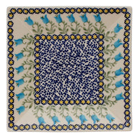 A picture of a Polish Pottery 7" Square Dessert Plate (Riverdance) | T158T-IZ3 as shown at PolishPotteryOutlet.com/products/7-square-dessert-plates-riverdance-t158t-iz3