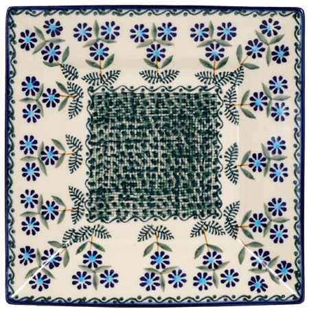 Plate, Square, Dessert, 7" in "Blossoms on the Green" by Manufaktura | T158U-J126