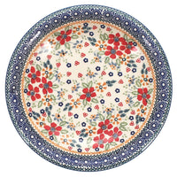 A picture of a Polish Pottery 9.25" Pasta Bowl (Ruby Bouquet) | T159S-DPCS as shown at PolishPotteryOutlet.com/products/9-25-pasta-plate-ruby-bouquet-t159s-dpcs