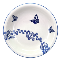 A picture of a Polish Pottery 9.25" Pasta Bowl (Butterfly Garden) | T159T-MOT1 as shown at PolishPotteryOutlet.com/products/9-25-pasta-bowl-butterfly-garden-t159t-mot1
