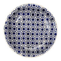 A picture of a Polish Pottery 9.25" Pasta Bowl (Navy Retro) | T159U-601A as shown at PolishPotteryOutlet.com/products/9-25-pasta-bowl-navy-retro-t159u-601a