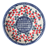 A picture of a Polish Pottery 9.25" Pasta Bowl (Fresh Strawberries) | T159U-AS70 as shown at PolishPotteryOutlet.com/products/9-25-pasta-bowl-fresh-strawberries-t159u-as70