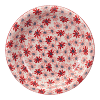 A picture of a Polish Pottery 9.25" Pasta Bowl (Scarlet Daisy) | T159U-AS73 as shown at PolishPotteryOutlet.com/products/9-25-pasta-bowl-scarlet-daisy-t159u-as73