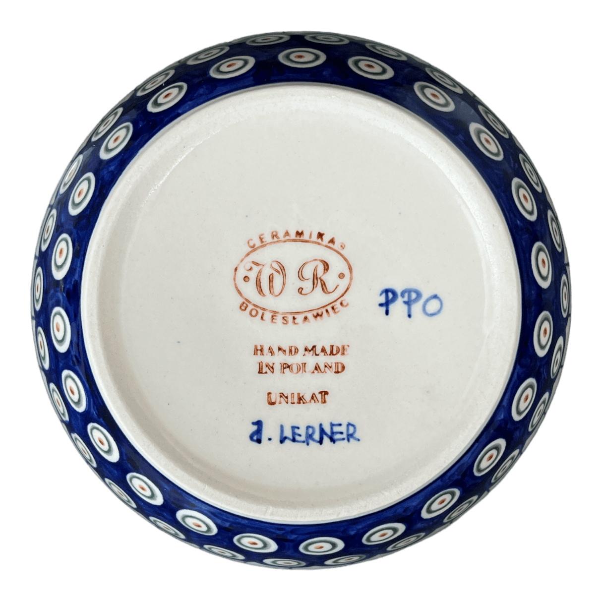 Bowl, Round, 7", WR (WR12C) in "Peacock in Line" by W.R. Ceramika | WR12C-SM1