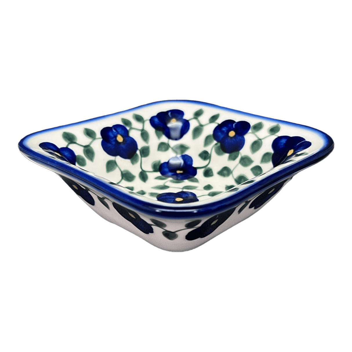 Bowl, Square, 5.25" Small, WR (WR12G) in "Pansy Storm" by W.R. Ceramika | WR12G-EZ3