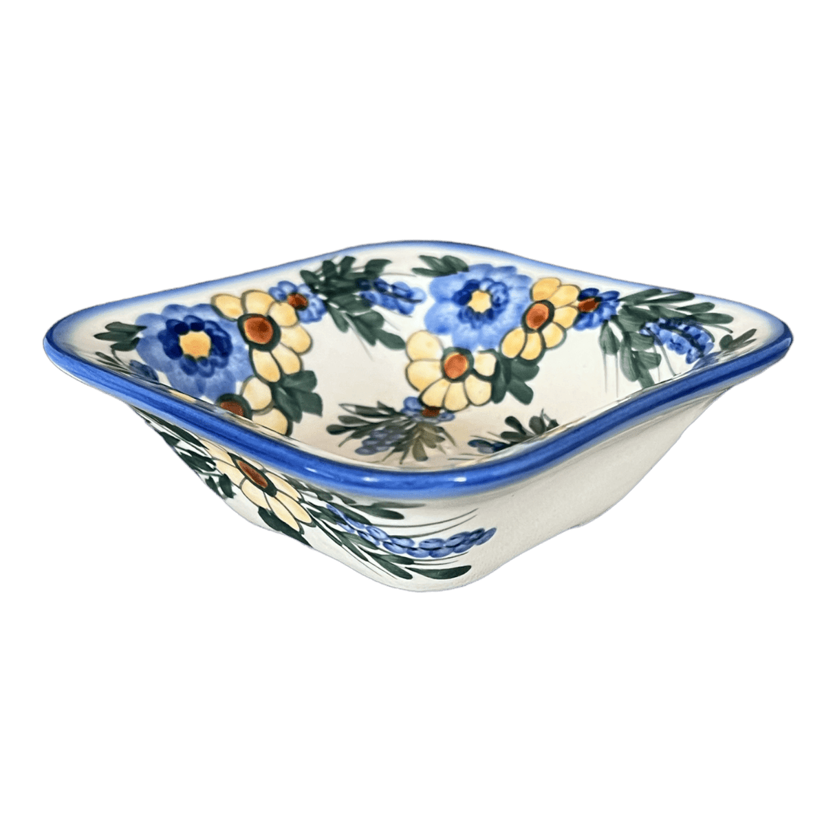 Bowl, Square, 5.25" Small, WR (WR12G) in "Flowers & Tassels" by W.R. Ceramika | WR12G-WR5
