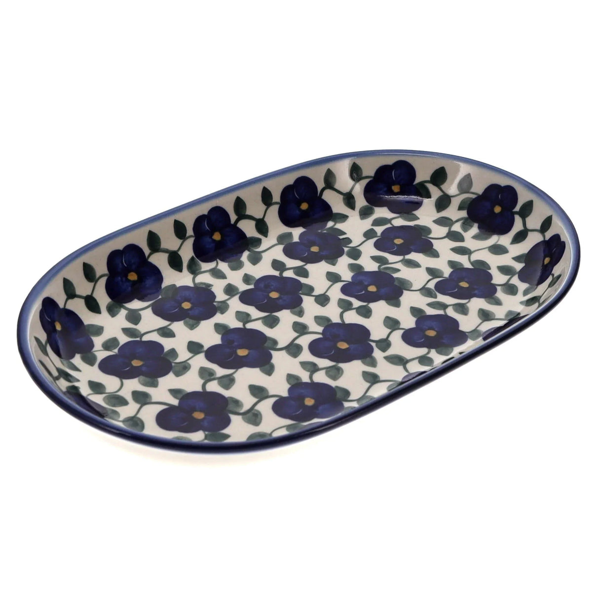 Plate, Roaster, Oval, 7" x 11", WR (WR13B) in "Pansy Storm" by W.R. Ceramika | WR13B-EZ3