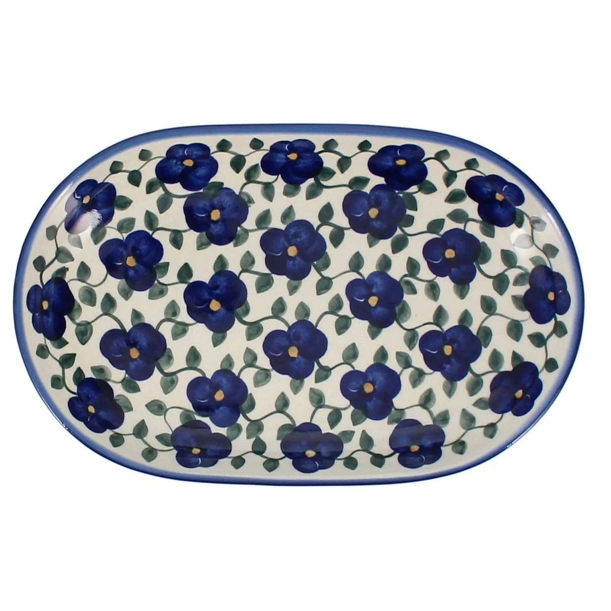 Plate, Roaster, Oval, 7" x 11", WR (WR13B) in "Pansy Storm" by W.R. Ceramika | WR13B-EZ3