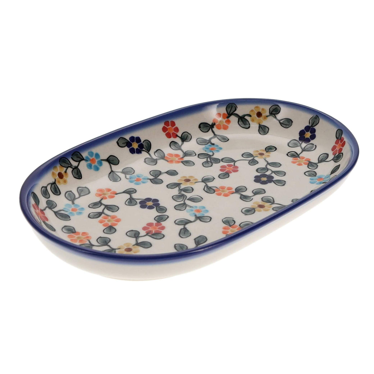 Plate, Roaster, Oval, 7" x 11", WR (WR13B) in "Rainbow Shower" by W.R. Ceramika | WR13B-NP18