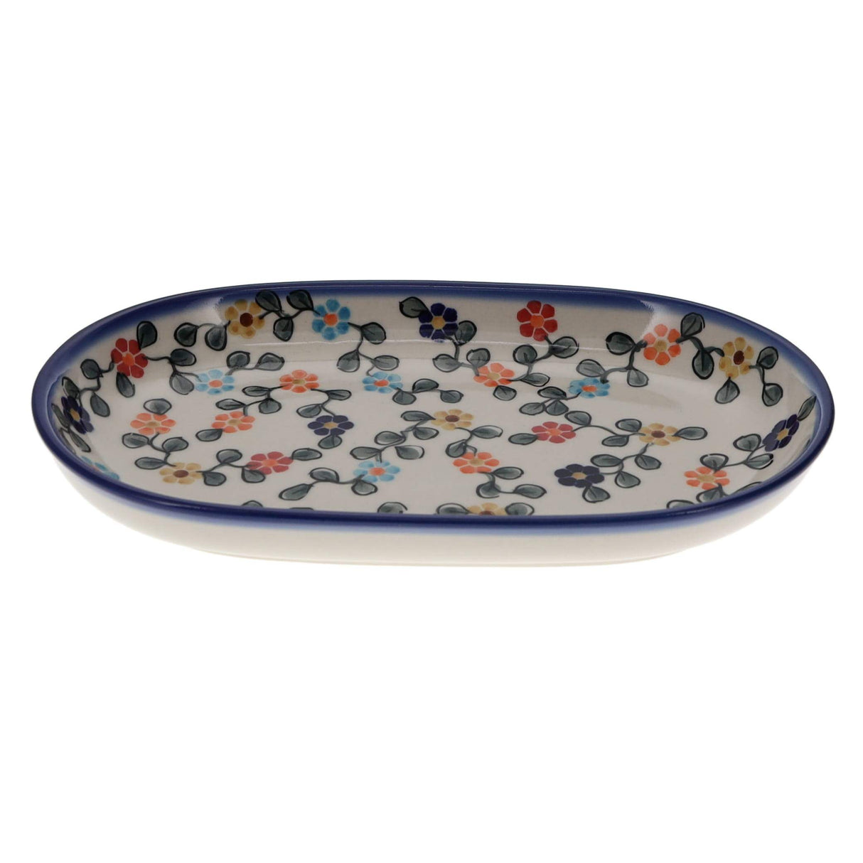 Plate, Roaster, Oval, 7" x 11", WR (WR13B) in "Rainbow Shower" by W.R. Ceramika | WR13B-NP18