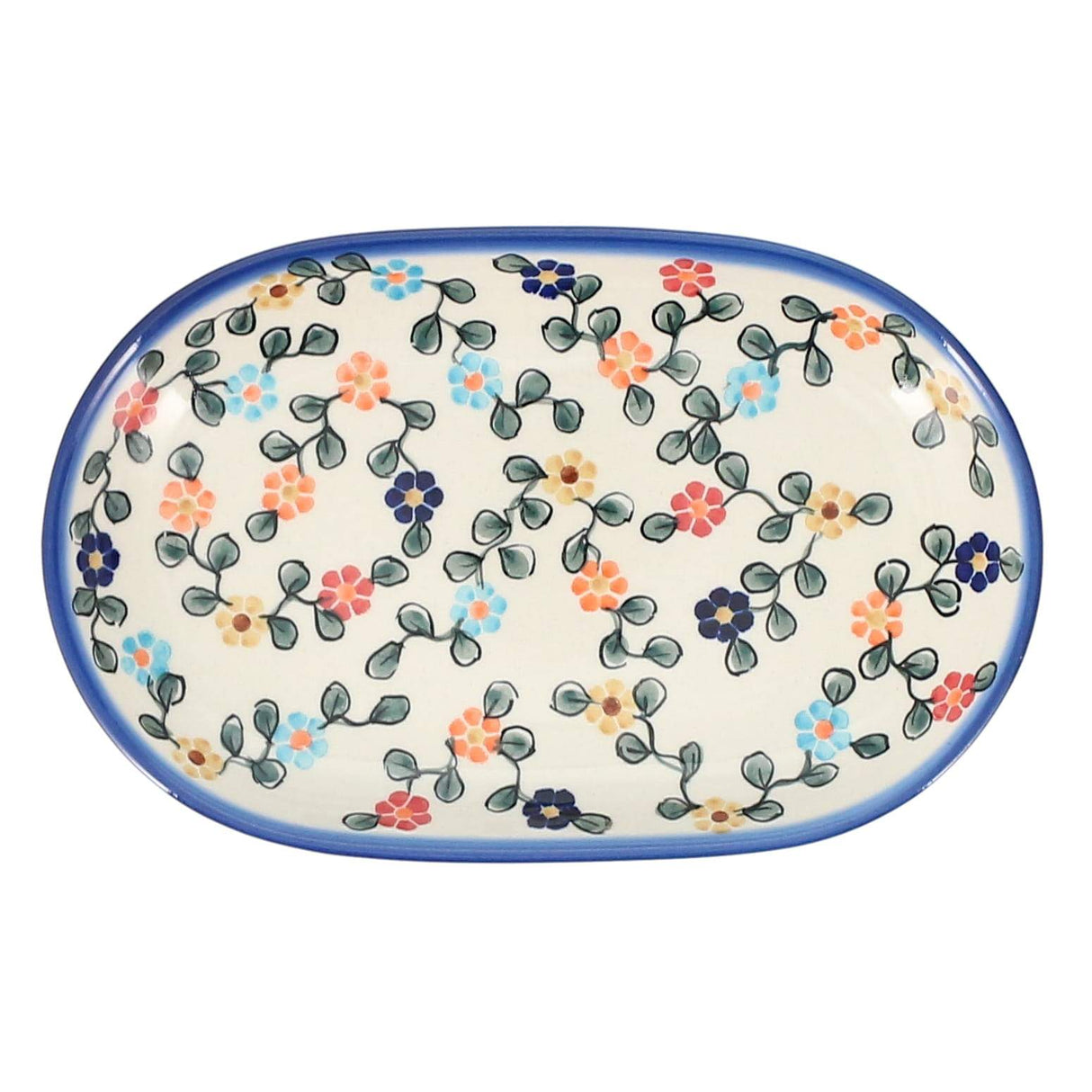 Plate, Roaster, Oval, 7" x 11", WR (WR13B) in "Rainbow Shower" by W.R. Ceramika | WR13B-NP18