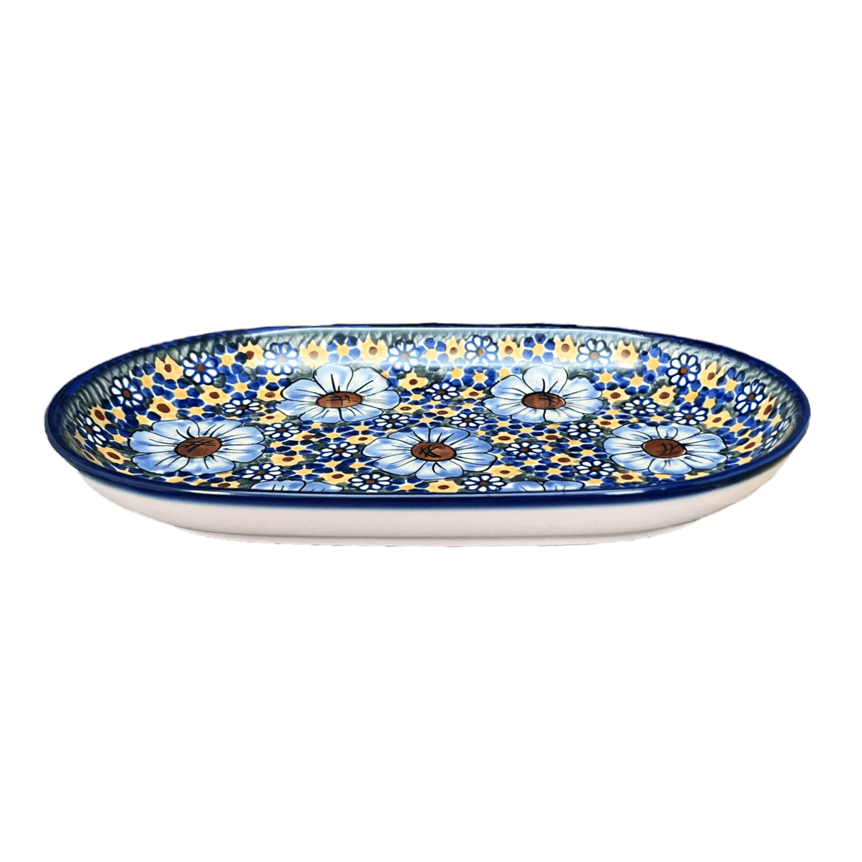 Plate, Roaster, Oval, 7" x 11", WR (WR13B) in "Chamomile" by W.R. Ceramika | WR13B-RC4