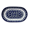 Polish Pottery WR 7" x 11" Oval Roaster (Peacock in Line) | WR13B-SM1 at PolishPotteryOutlet.com