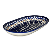 A picture of a Polish Pottery 7" x 11" Oval Roaster (Mosquito) | WR13B-SM3 as shown at PolishPotteryOutlet.com/products/7-x-11-oval-roaster-mosquito-wr13b-sm3