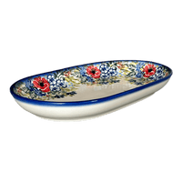 A picture of a Polish Pottery 7" x 11" Oval Roaster (Wildflower Bouquet) | WR13B-WR71 as shown at PolishPotteryOutlet.com/products/7-x-11-oval-roaster-wildflower-bouquet-wr13b-wr71