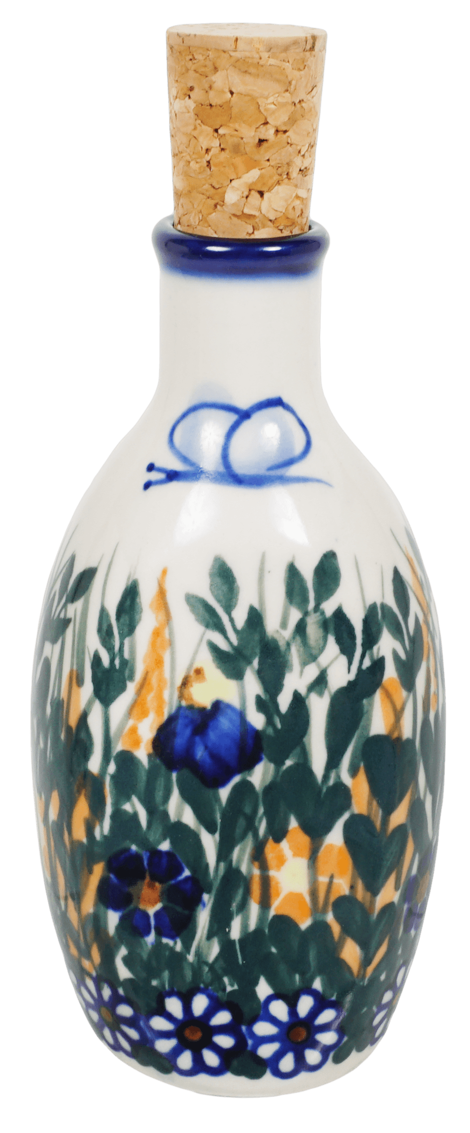 Bottle, with Cork, Small, 6.5 oz, WR (WR2F) in "Butterfly Delight" by W.R. Ceramika | WR2F-PP2