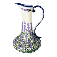 A picture of a Polish Pottery 0.8 Liter Lotos Pitcher (Lavender Fields) | WR7E-BW4 as shown at PolishPotteryOutlet.com/products/0-8-liter-lotos-pitcher-lavender-fields-wr7e-bw4
