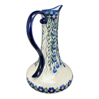 A picture of a Polish Pottery WR 0.8 Liter Lotos Pitcher (Modern Blue Cascade) | WR7E-GP1 as shown at PolishPotteryOutlet.com/products/0-8-liter-lotos-pitcher-modern-blue-cascade-wr7e-gp1