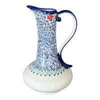 A picture of a Polish Pottery WR 0.8 Liter Lotos Pitcher (Dancing Flowers) | WR7E-WR39 as shown at PolishPotteryOutlet.com/products/0-8-liter-lotos-pitcher-dancing-flowers-wr7e-wr39
