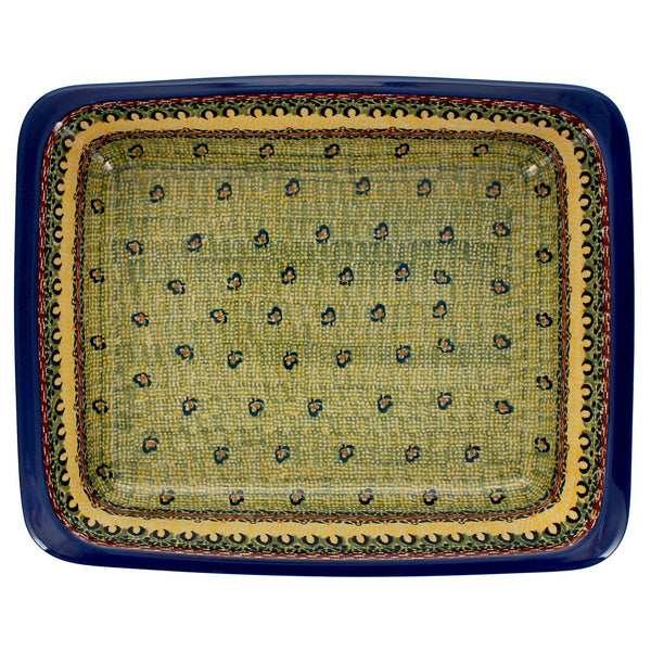 Polish Pottery - Deep Dish Lasagna Pan - Floral Grid - The Polish Pottery  Outlet