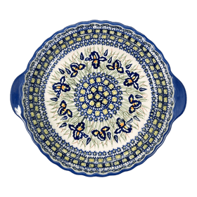 Polish Pottery Pie Plate with Handles (Iris) | Z148S-BAM Additional Image at PolishPotteryOutlet.com
