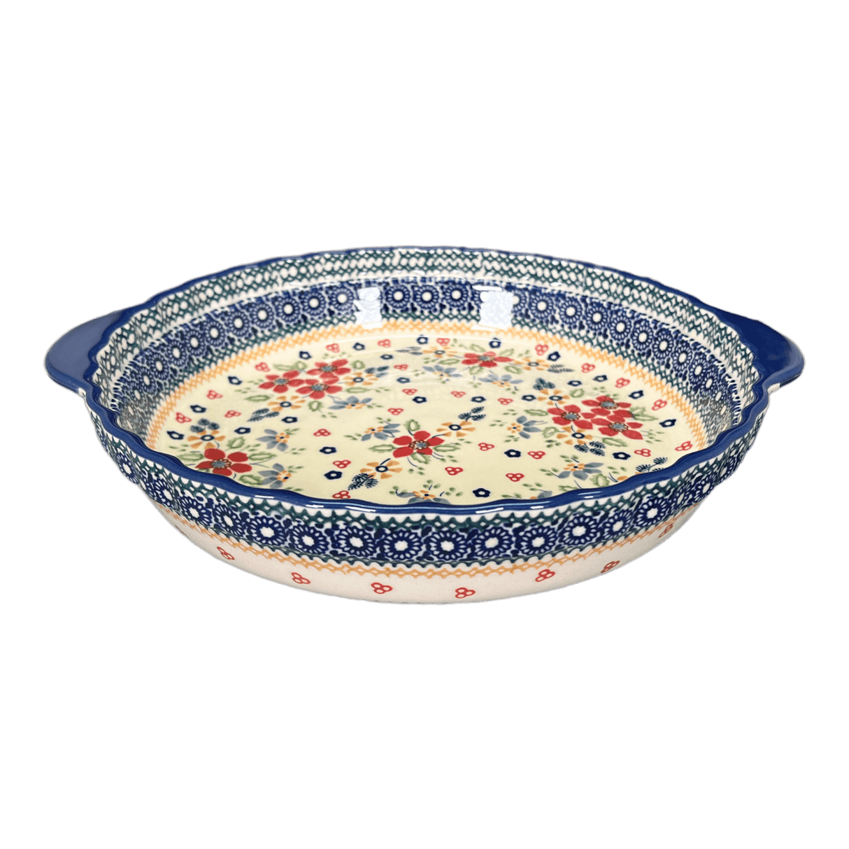 Baker, Round, Pie Plate, Handles, 9.75" in "Ruby Bouquet" by Manufaktura | Z148S-DPCS