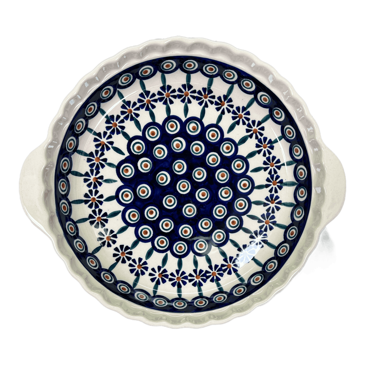 Baker, Round, Pie Plate, Handles, 9.75" in "Floral Peacock" by Manufaktura | Z148T-54KK