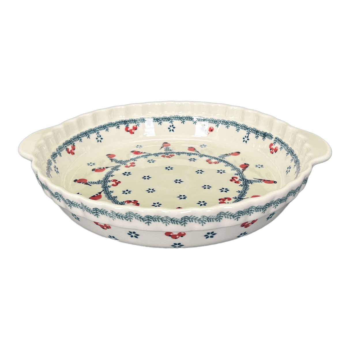 Baker, Round, Pie Plate, Handles, 9.75" in "Red Bird" by Manufaktura | Z148T-GILE