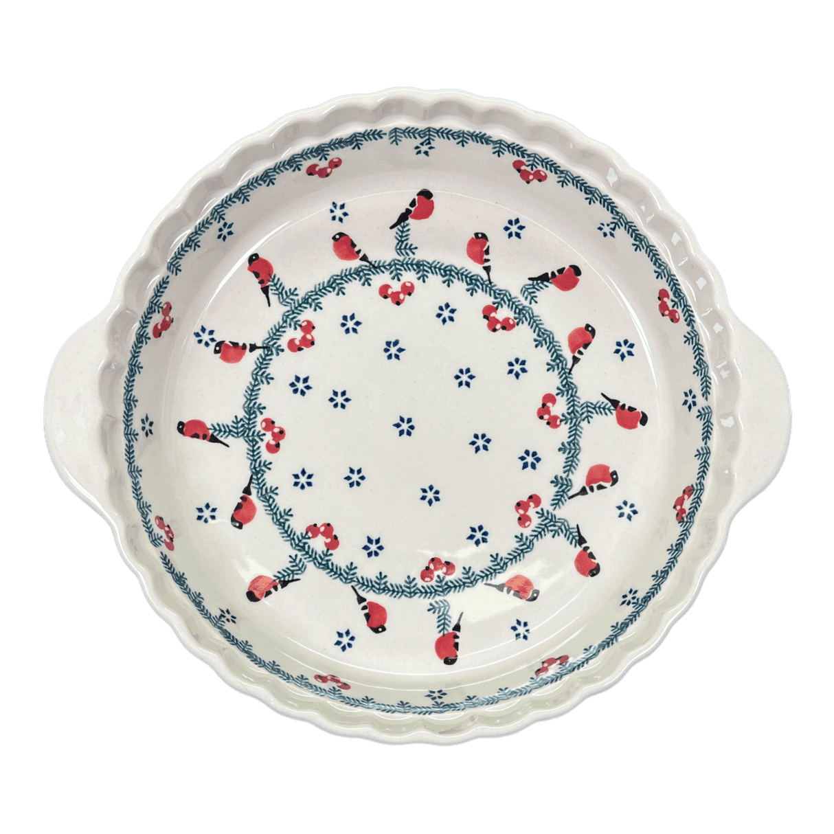 Baker, Round, Pie Plate, Handles, 9.75" in "Red Bird" by Manufaktura | Z148T-GILE