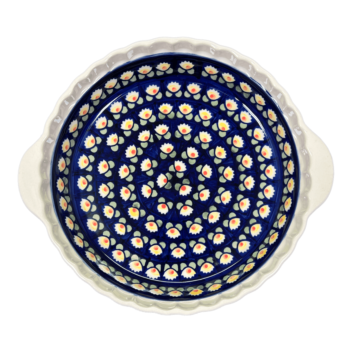 Baker, Round, Pie Plate, Handles, 9.75" in "Tulip Azul" by Manufaktura | Z148T-LW
