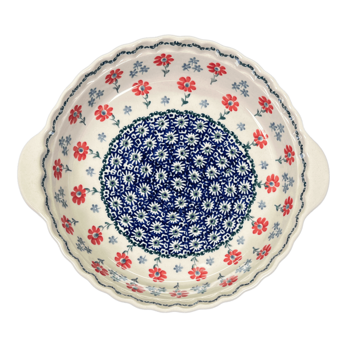 Baker, Round, Pie Plate, Handles, 9.75" in "Summer Blossoms" by Manufaktura | Z148T-P232