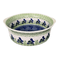 A picture of a Polish Pottery 10" Deep Round Baker (Bunny Love) | Z155T-P324 as shown at PolishPotteryOutlet.com/products/deep-round-baker-bunny-love-z155t-p324