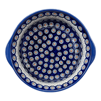 A picture of a Polish Pottery 10" Deep Round Baker (Peacock Dot) | Z155U-54K as shown at PolishPotteryOutlet.com/products/deep-round-baker-peacock-dot-z155u-54k
