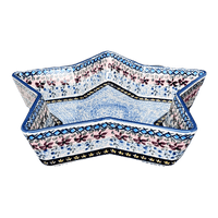 A picture of a Polish Pottery Star-Shaped Baker (Lilac Fields) | M045S-WK75 as shown at PolishPotteryOutlet.com/products/star-shaped-bowl-lilac-fields-m045s-wk75