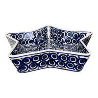 A picture of a Polish Pottery Star-Shaped Baker (Eyes Wide Open) | M045T-58 as shown at PolishPotteryOutlet.com/products/star-shaped-bowl-eyes-wide-open-m045t-58