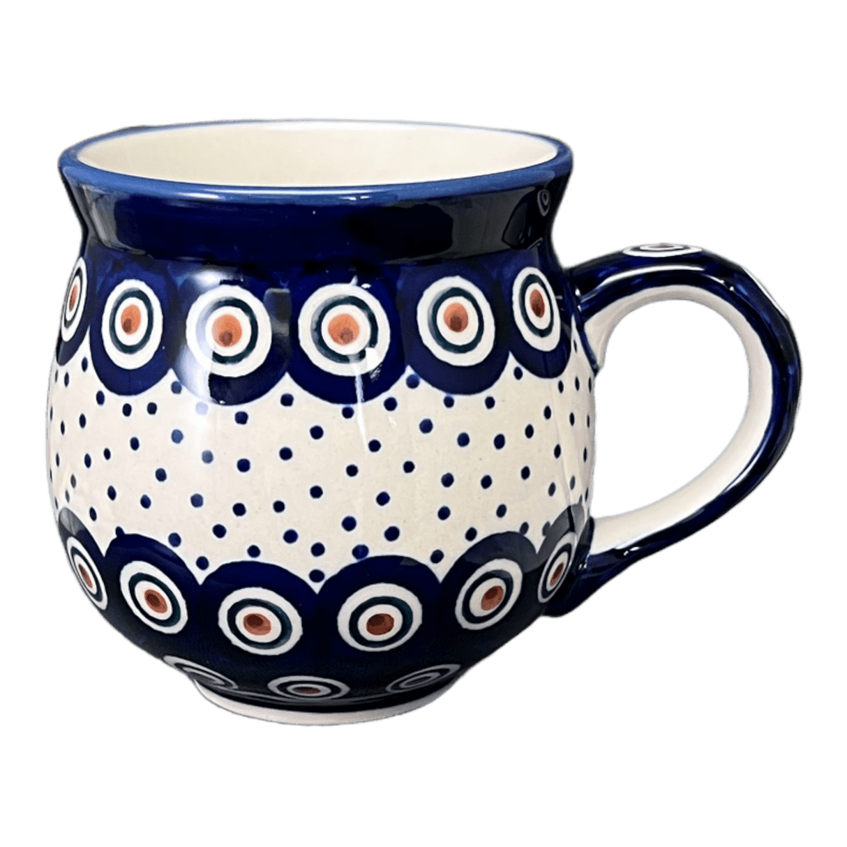 Mug, Belly Mug, 10 oz Medium in "Peacock Dot" by Manufaktura | K090U-54K