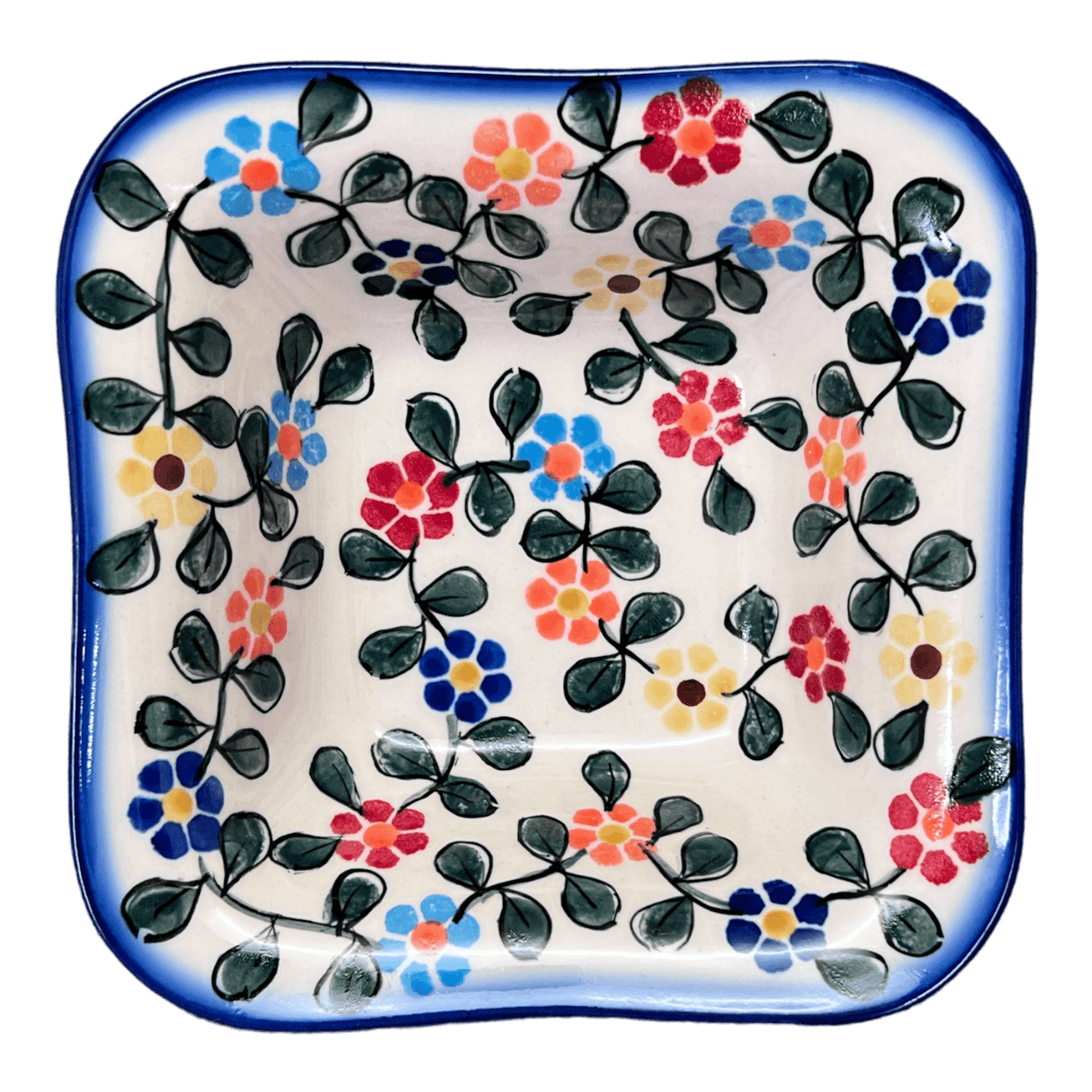 Bowl, Square, 5.25" Small, WR (WR12G) in "Rainbow Shower" by W.R. Ceramika | WR12G-NP18